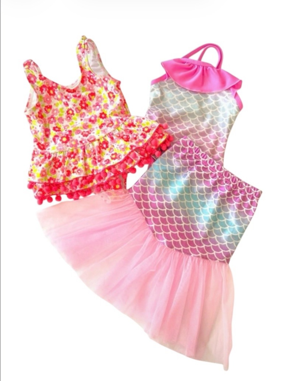 Whimsical 2T Swim Bundle: Nicole Miller Floral & Mermaid Tail Set